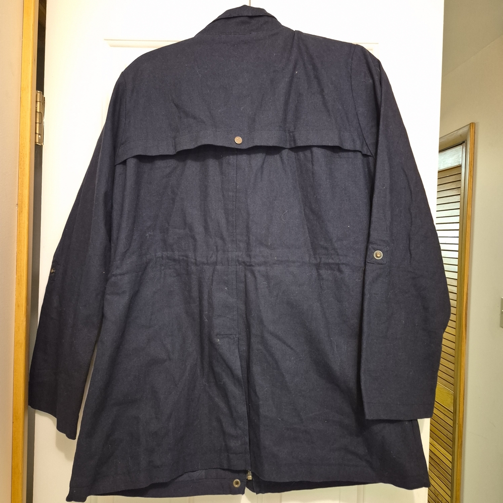 Marleylilly Navy Blue Monogrammed Field Jacket Womens Large Cotton Utility Coat‎ - Picture 2 of 5